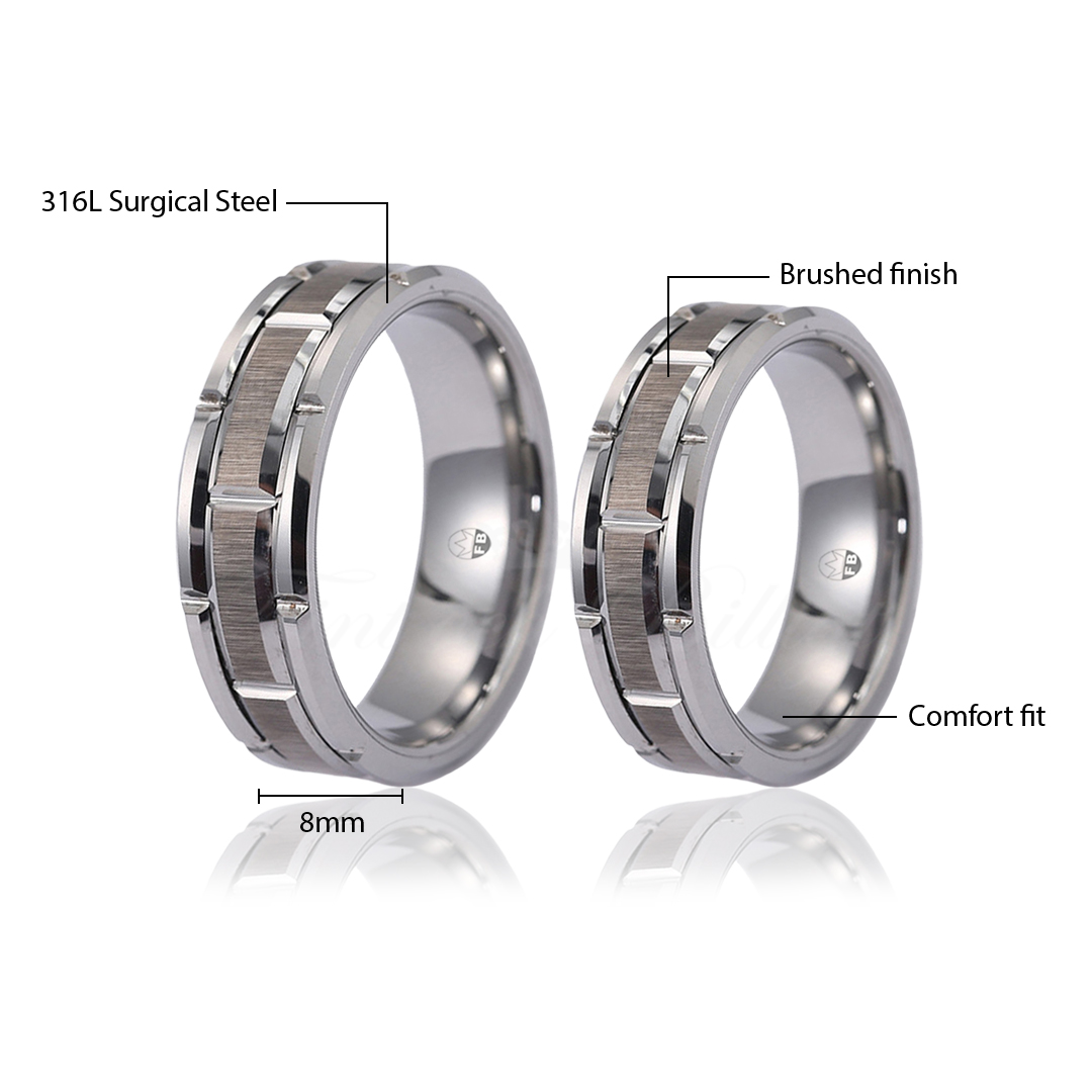 Lifehack - Groove Design Ring Brushed Steel Ring 316L - 2