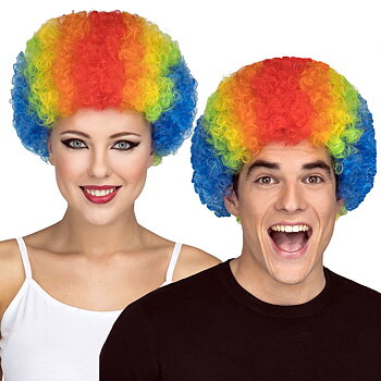 Regnbågsfärgad clownperuk