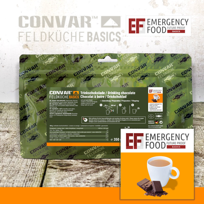 Convar Emergency Food | Chokladpulver | Frystorkad mat | 350g