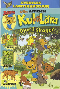 Bamse Kul att Lära nr 4 2022, Djur i skogen, Affisch med Sveriges landskapsdjur