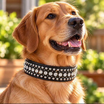 Halsband med stenar och nitar