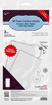 3D Foam, Creative Sheets Medium Vit 2st, Scrapbook Adhesives