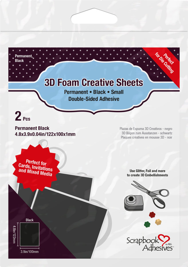 3D Foam, Creative Sheets Small Svart 2st, Scrapbook Adhesives