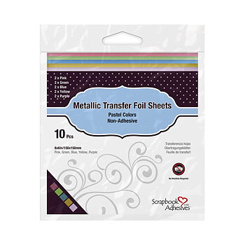Metallic Transfer Foil Sheets 6x6 Inch Pastel Colors 10st, Scrapbook Adhesives
