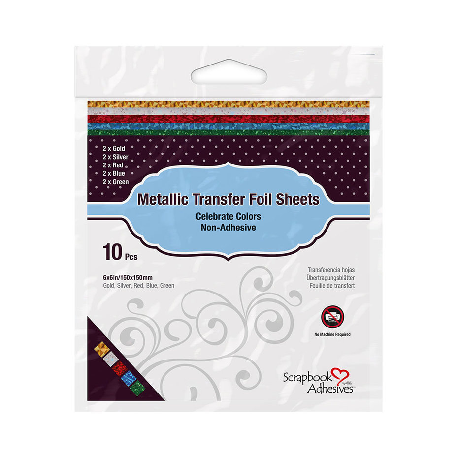 Metallic Transfer Foil Sheets 6x6 Inch Celebrate Colors 10st, Scrapbook Adhesives