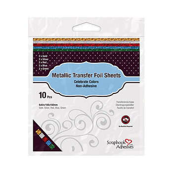 Metallic Transfer Foil Sheets 6x6 Inch Celebrate Colors 10st, Scrapbook Adhesives