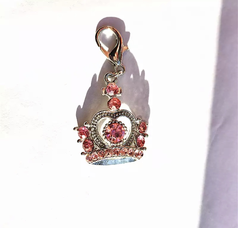 Berlock för katthalsband och hundhalsband Krona Rosa - 3