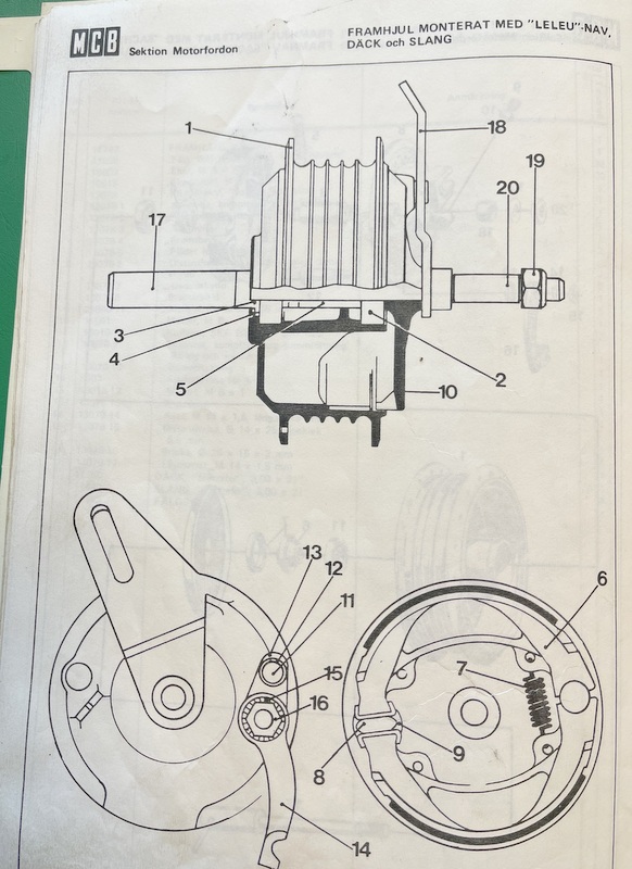 Exenter jarrukenkä, etupyörä, Leleunav Monark Cross / ISDT 125 cc NOS 13081-9 - 2
