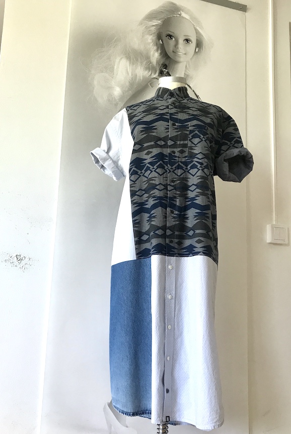 SÅLD Skjortklänning, mönstrad/denim - 5