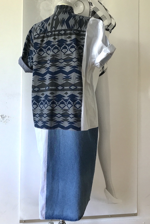 SÅLD Skjortklänning, mönstrad/denim - 9