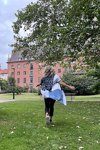 SÅLD Skjortklänning, mönstrad/denim