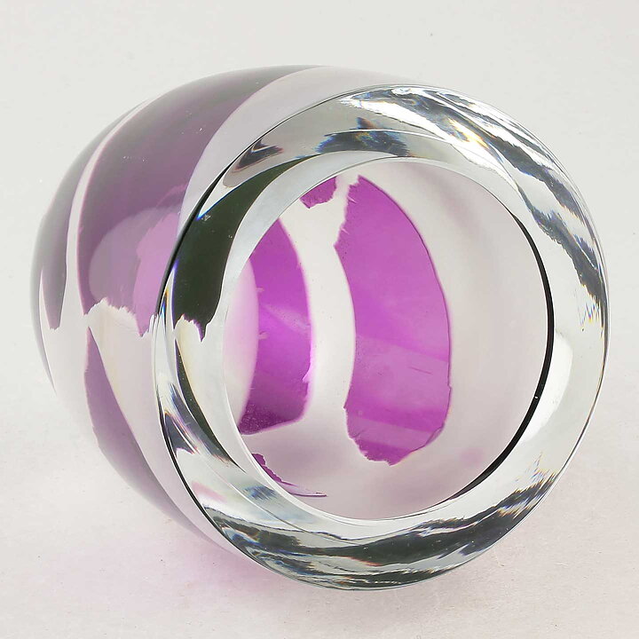 Cased Orrefors Vase with Pink Decor 15 cm (1960s) 