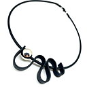 Necklace kia Rubber and silvercolored Hematite