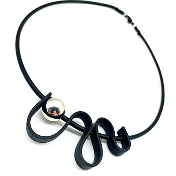Halsband Kia Gummi silvrig Hematit