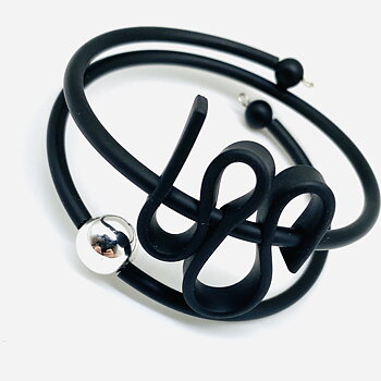 Bracelet kia Rubber and silvercolored Hematite