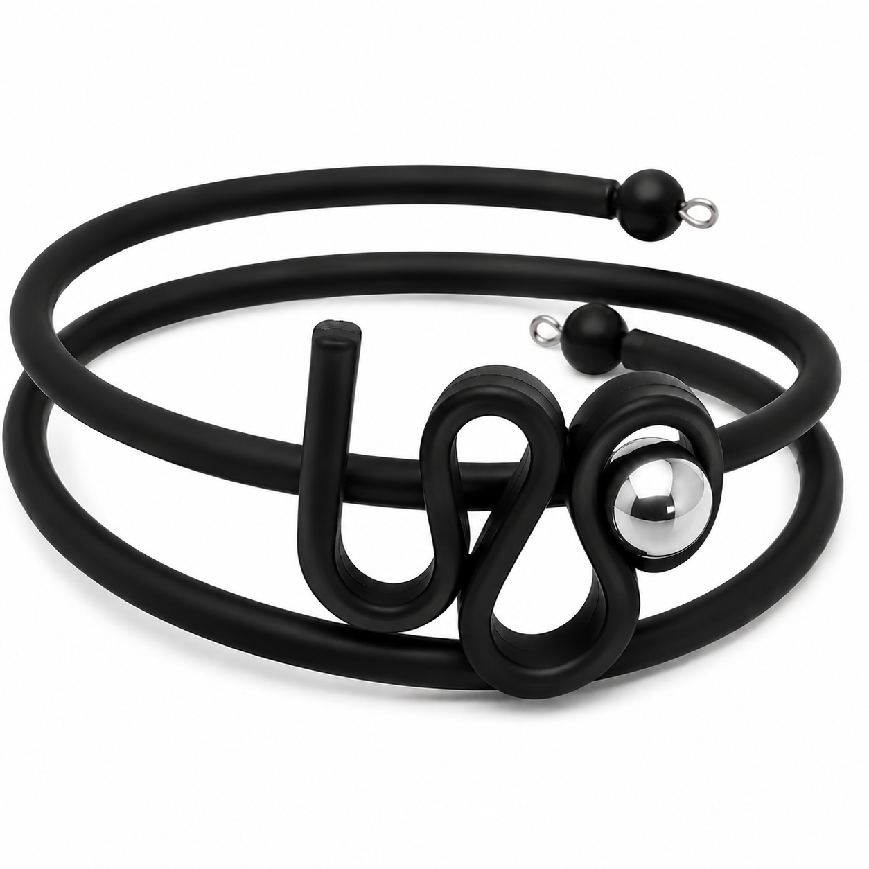 Armband Kia Gummi silvrig Hematit