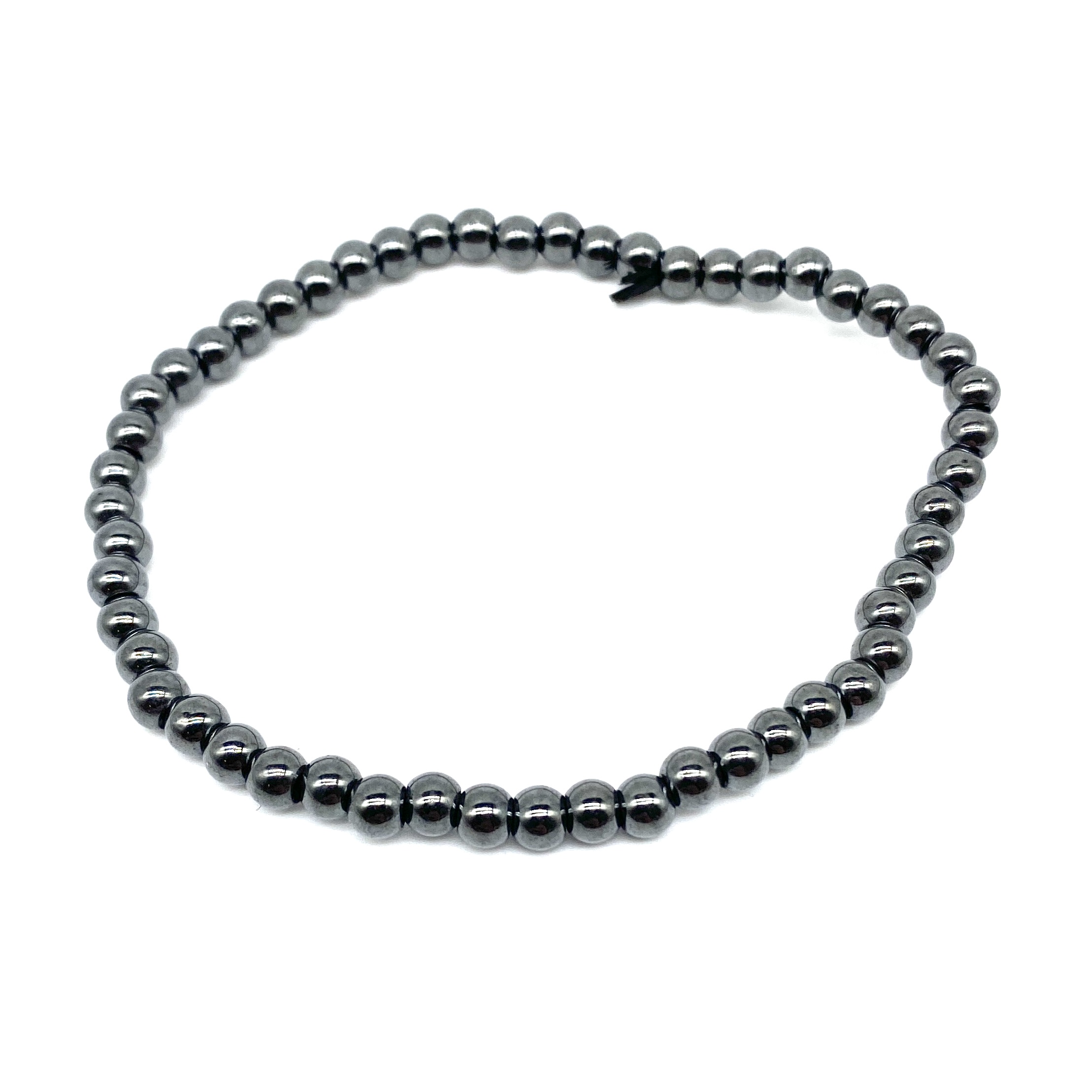  Armband Resår Hematit runda små stenar 4mm