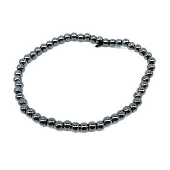  Armband Resår Hematit runda små stenar 4mm