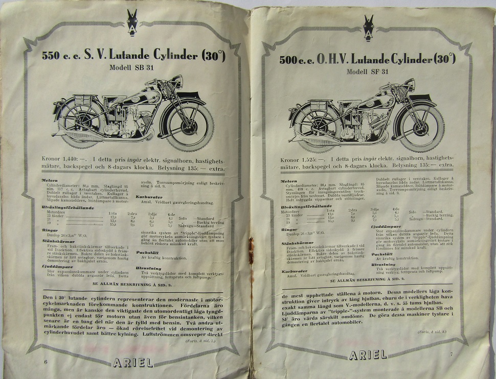 1931 Ariel broschyr svensk - 2