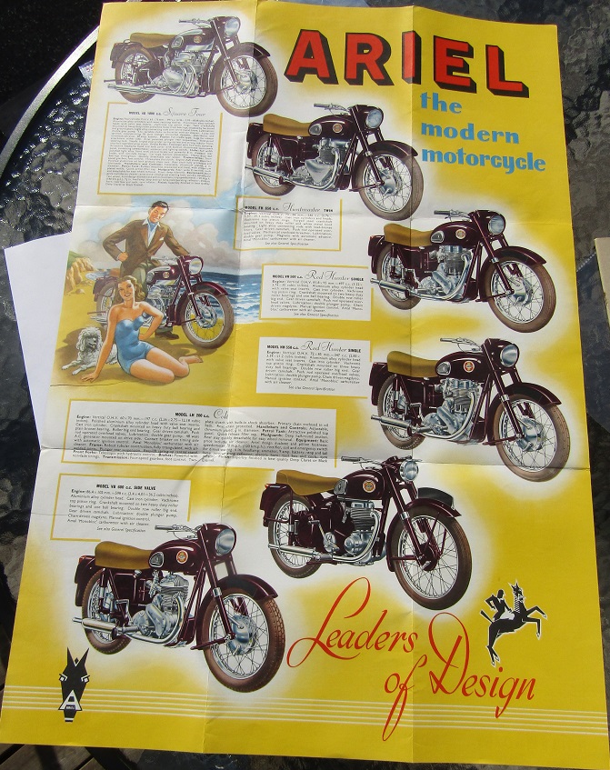 1958 Ariel alla modeller broschyr - 2