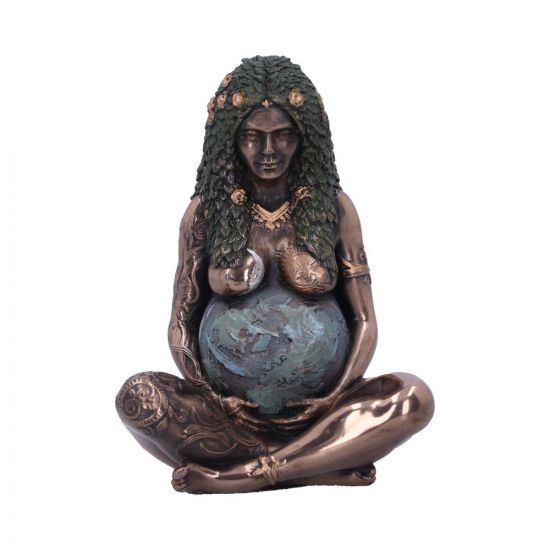 Grön Moder Jord  Figur, Brons Färg   - 8,5cm