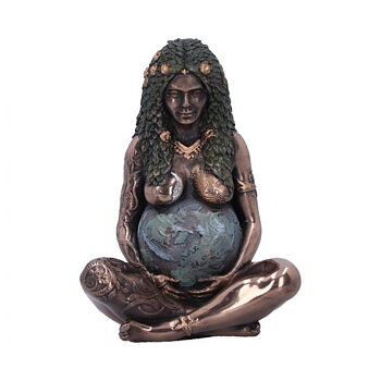 Grön Moder Jord  Figur, Brons Färg   - 8,5cm