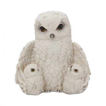 Vit Uggla  familj - Feathered Family 21.5cm