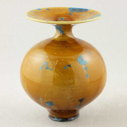 Isak Isaksson (2020) Unique Vase with Yellow and Blue Crystalline Glaze 12 cm