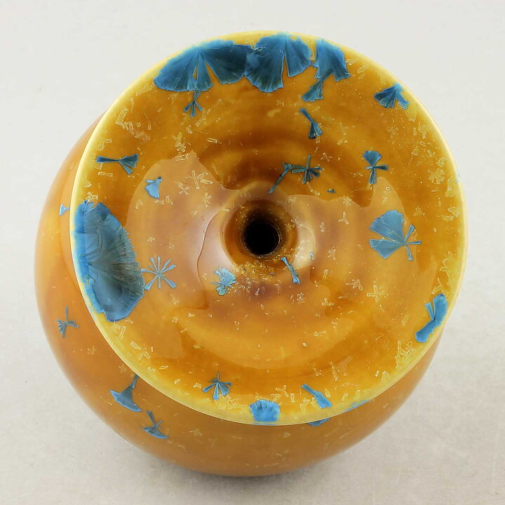 Isak Isaksson (2020) Unique Vase with Yellow and Blue Crystalline Glaze 12 cm
