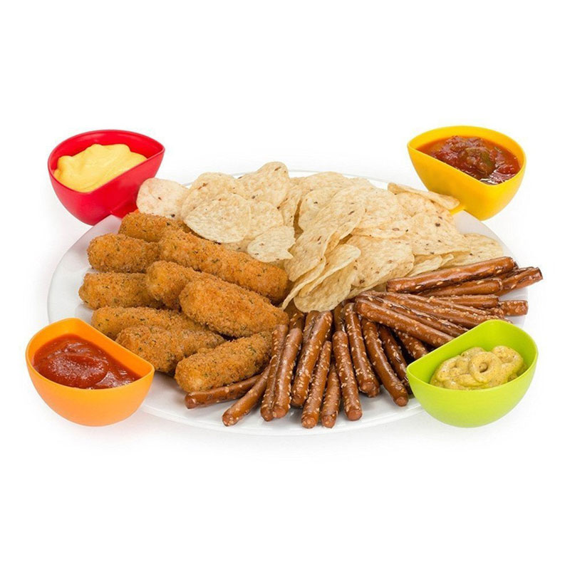 Dipper-Clips 4-pack på en snackstallrik