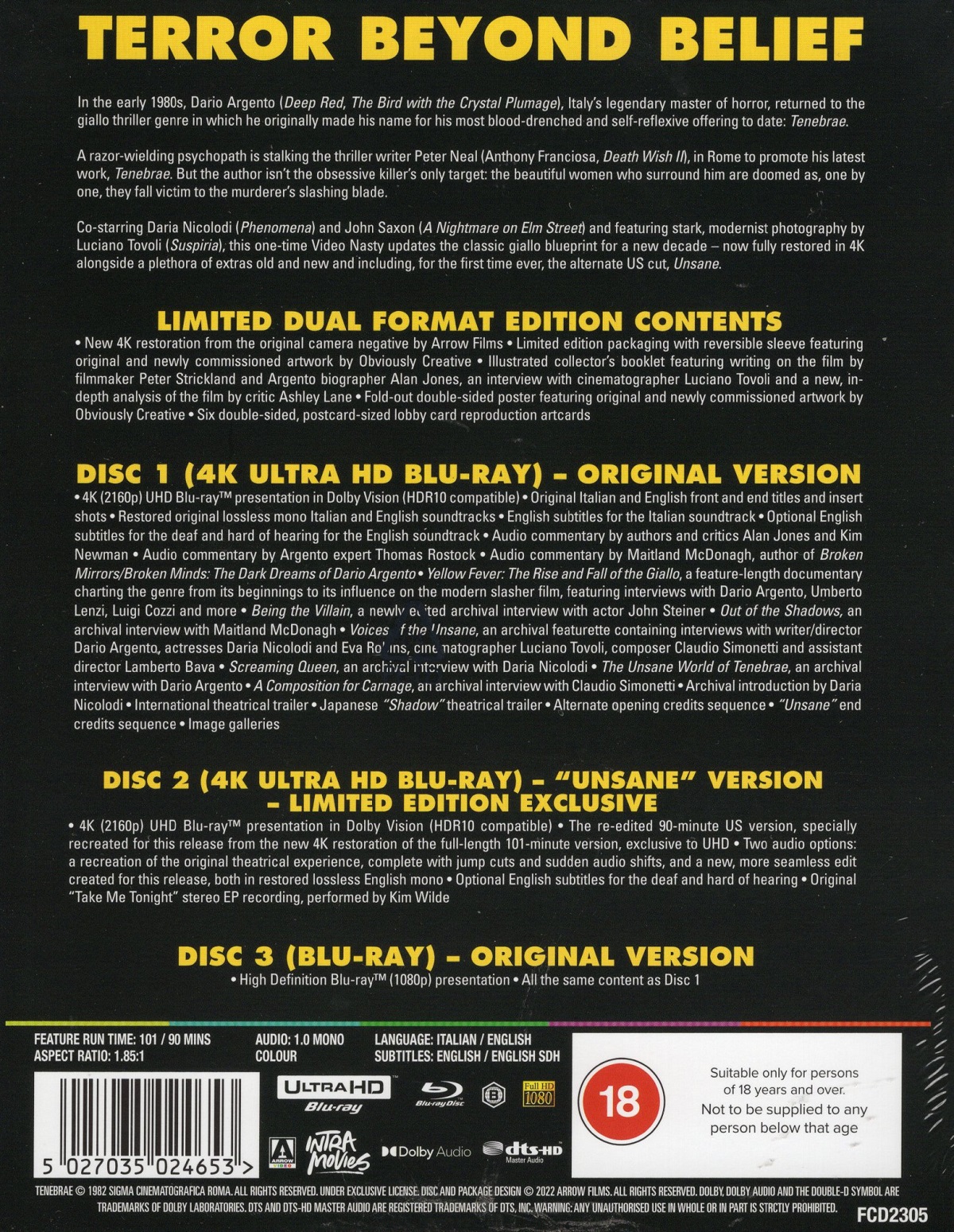 Tenebrae (ej svensk text) (Limited Edition) (4K Ultra HD + Blu-ray) - 2