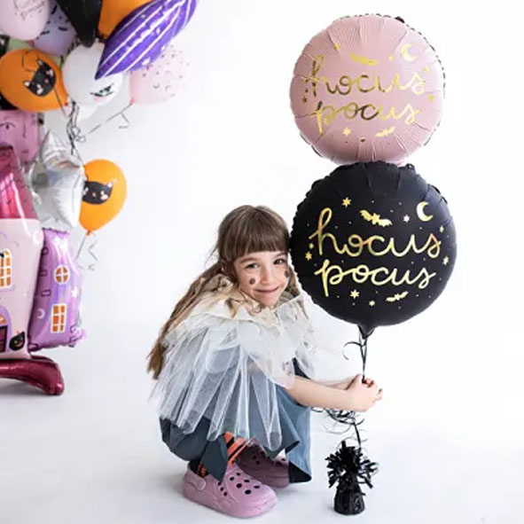 Folieballong rund med texten "Hocus Pocus" -1