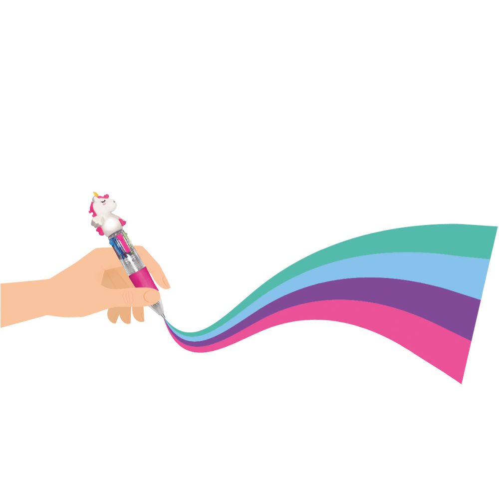 Mini Magic Rainbow Unicorn, Kulspetspenna med 4 färger - 4
