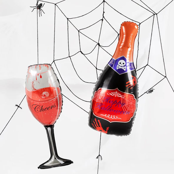 Folieballong XL - Champagneflaska "Happy Halloween"