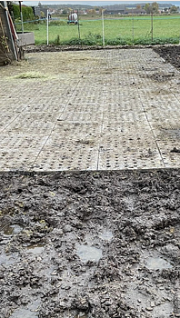 Installation av markförstärkare på sand och lera i stallmiljö