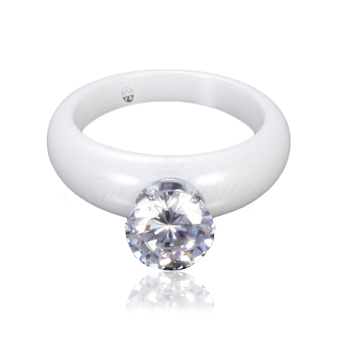 Ring - Marshmallow Star - Exclusive White Ceramic Ring With Stone - 3