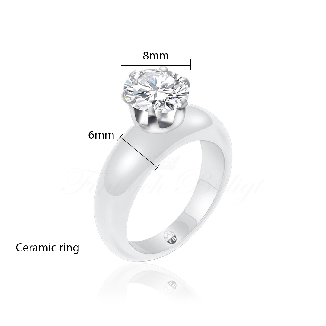 Ring - Marshmallow Star - Exclusive White Ceramic Ring With Stone - 4