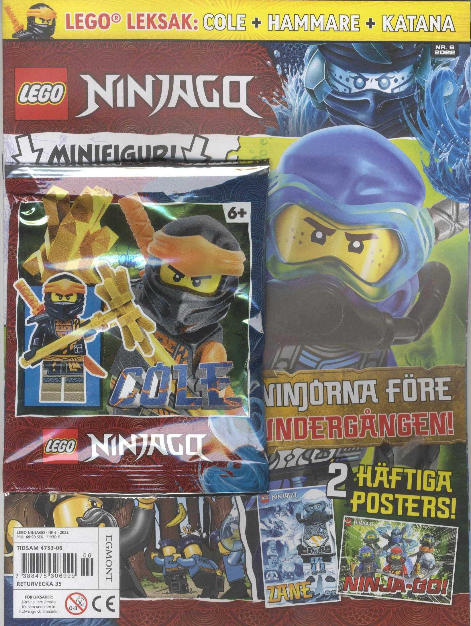 LEGO Ninjago nr 6 2022, Lego minifigur: Cole+hammare+katana