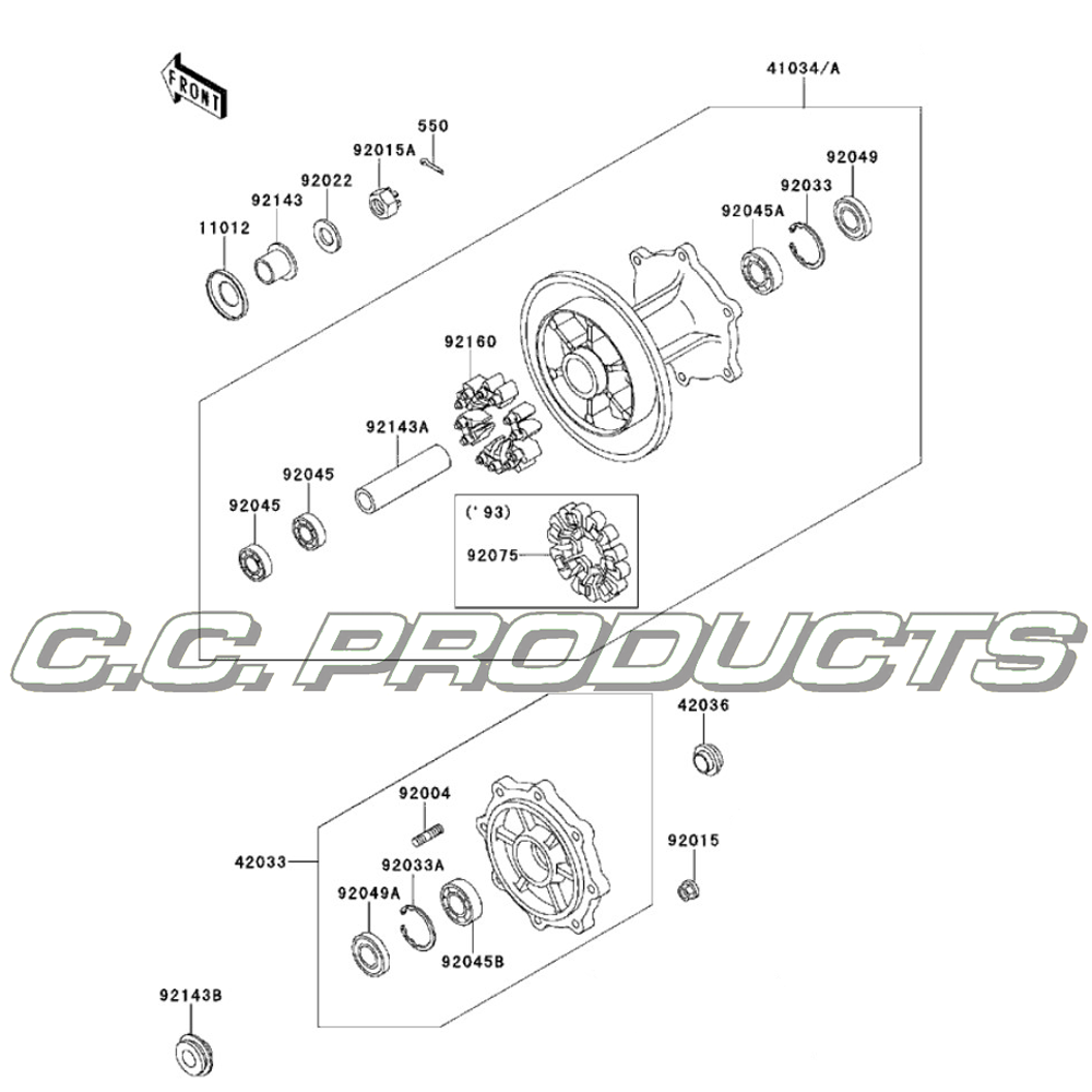 Spoke Set Kawasaki KLX 650 C 17x4,25 93-96 Rear Wheel - 20