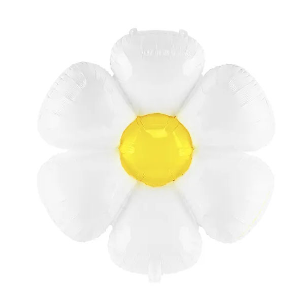 Folieballong XL - Vit blomma -1