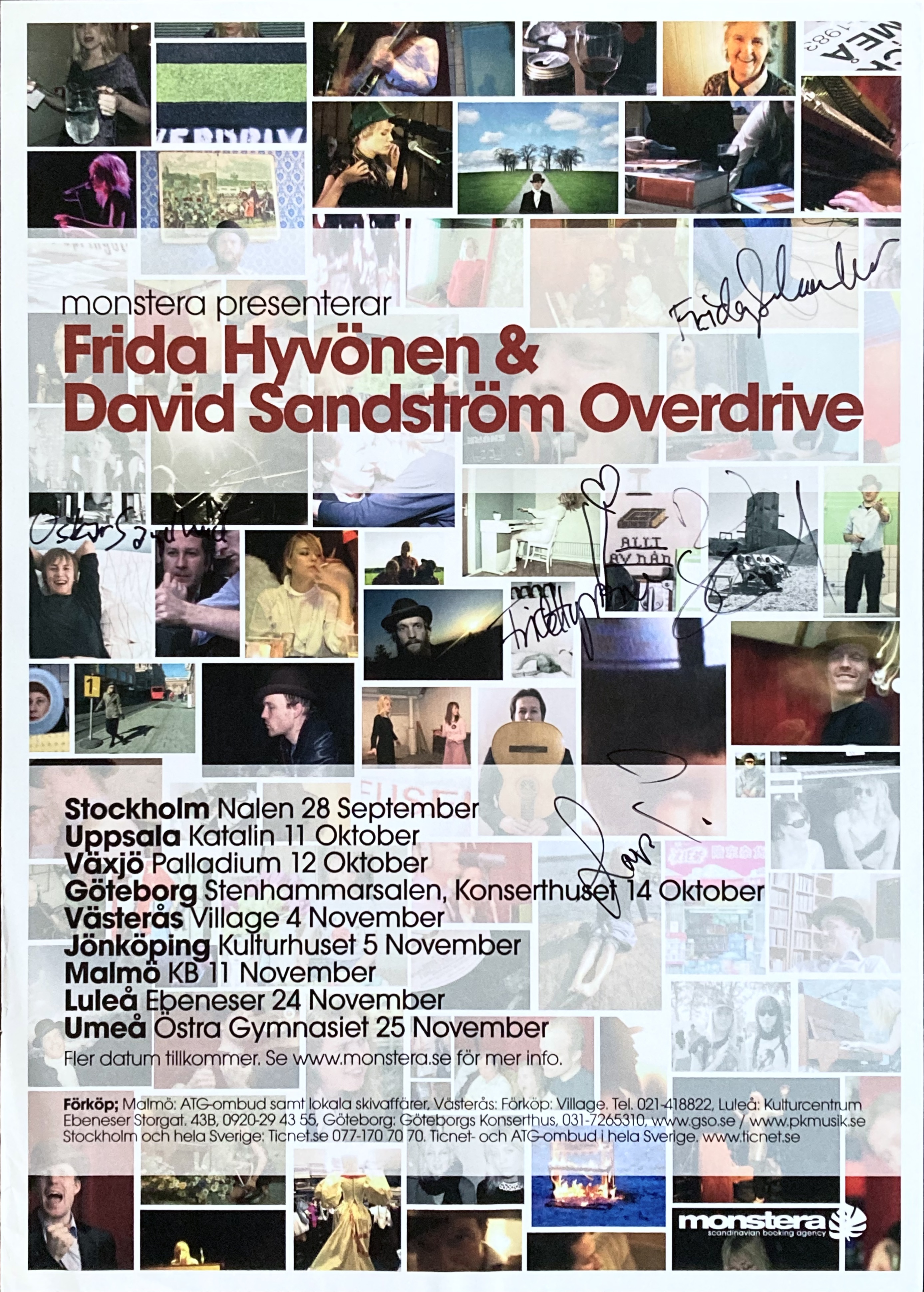 FRIDA HYVÖNEN & DAVID SANDSTRÖM OVERDRIVE - Svensk  Turneaffisch (2005) - SIGNERAD