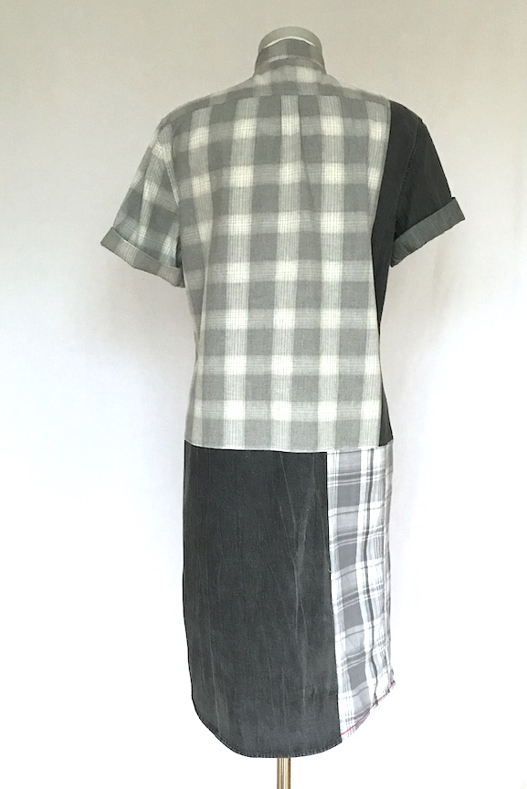 SÅLD Skjortklänning, flanell, grårutig - 4