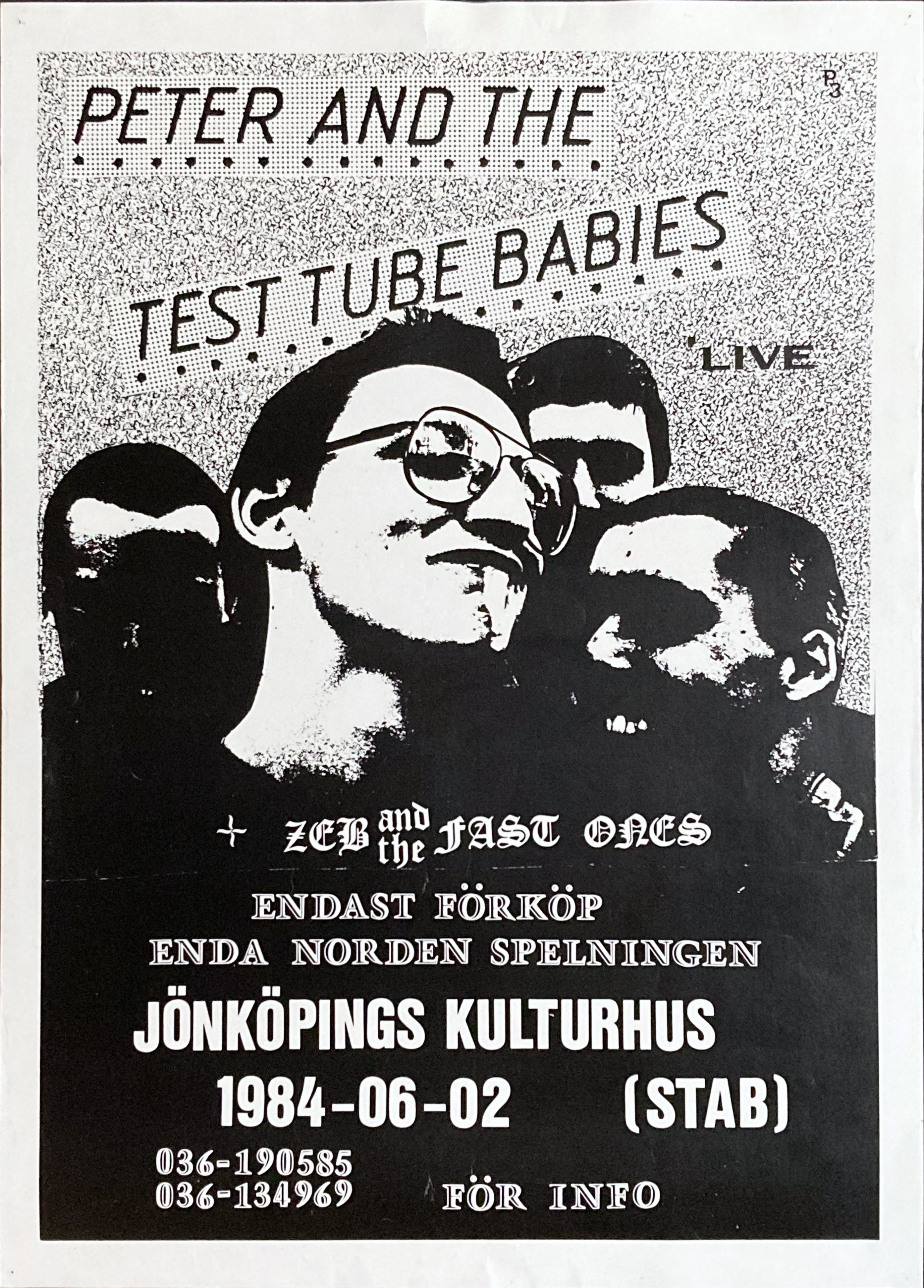 PETER AND THE TEST TUBE BABIES - Jönköping 2 Jun Concert poster (1984)