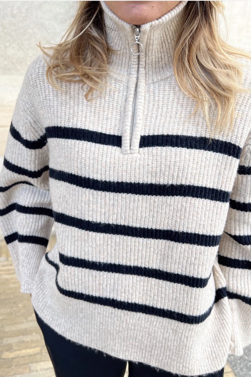 Neo Noir - Nevena Stripe Knit Blouse Sand - 7