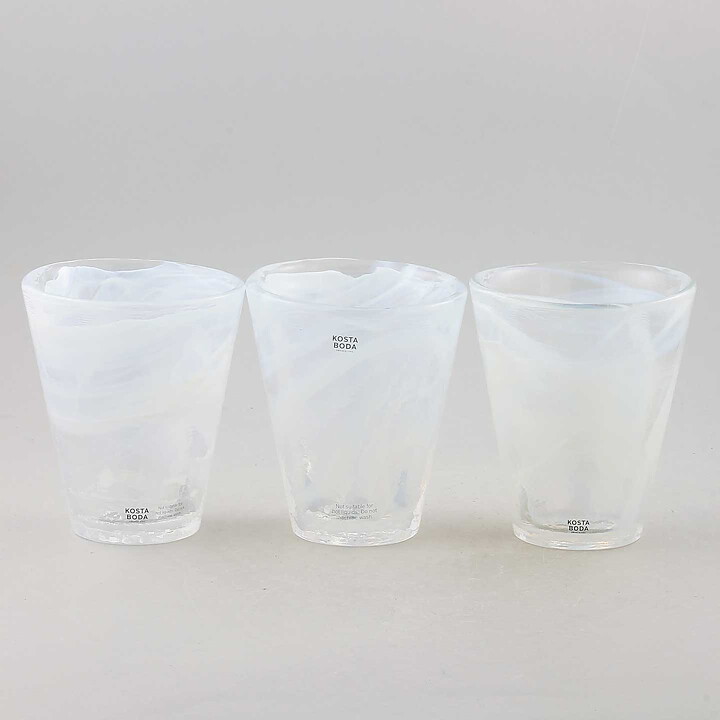 Ulrica Hydman Vallien (Mine 2003) Three Sturdy Glasses with Swirling Decor 11 cm (3)