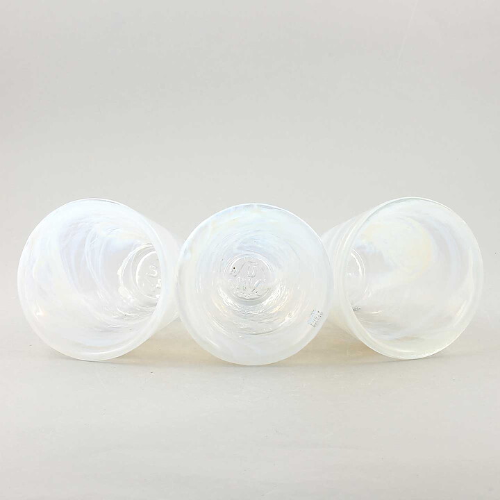 Ulrica Hydman Vallien (Mine 2003) Three Sturdy Glasses with Swirling Decor 11 cm (3)