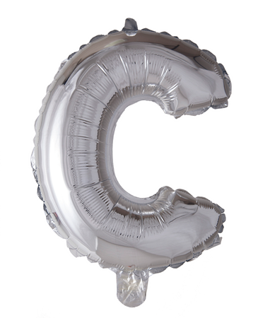Ballong med bokstav, silverfärgad - C