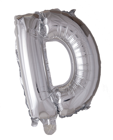 Ballong med bokstav, silverfärgad - D
