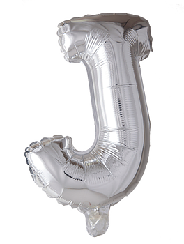 Ballong med bokstav, silverfärgad - J