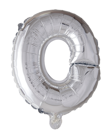 Ballong med bokstav, silverfärgad - O